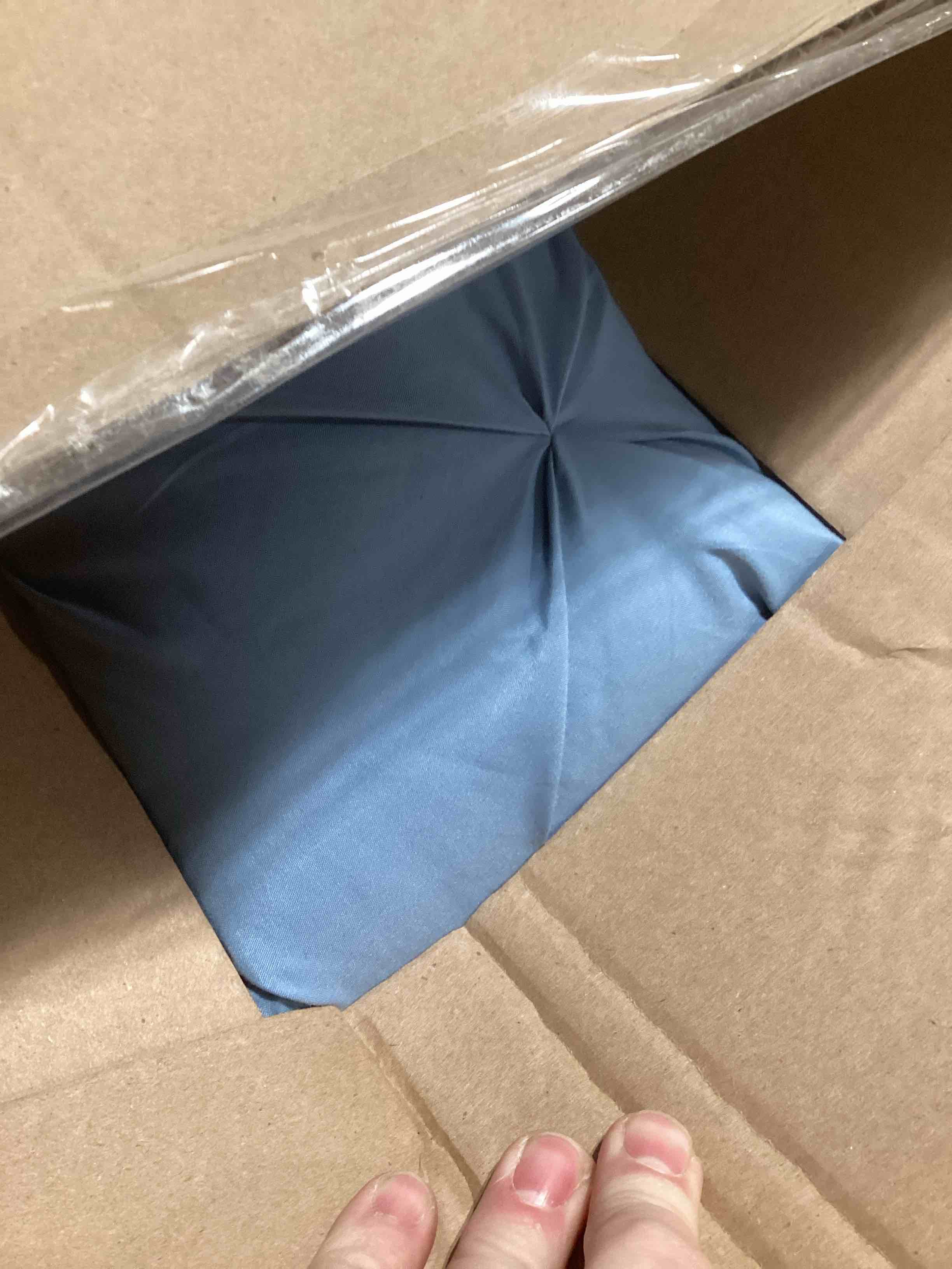 Condition photo showing Good Condition for CozyLux King Size Comforter Set Grayish Blue, 7 Pieces Pintuck Bed in A Bag Blue Comforter King Size, Pinch Pleat Bedding Set with All Season Comforter, Sheets, Pillowcases & Shams Grayish Blue King