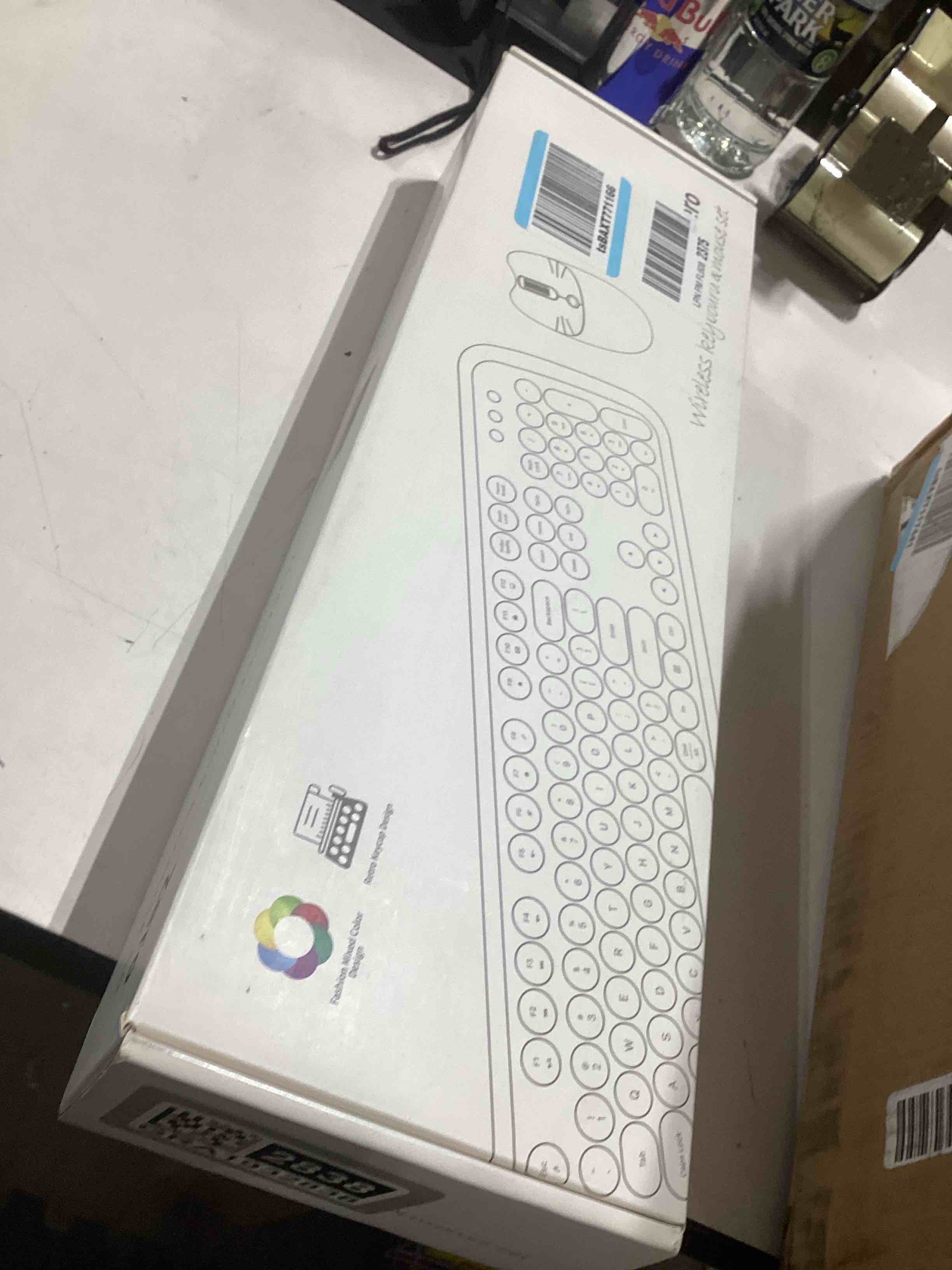 Condition photo showing As Is for MOFII Wireless Keyboard and Mouse Combo, Full-Sized Colorful Typewriter Keyboard with Round Keycaps, 2.4G Cute Mouse Compatible with PC/Laptop/Computer,Milk Tea Color