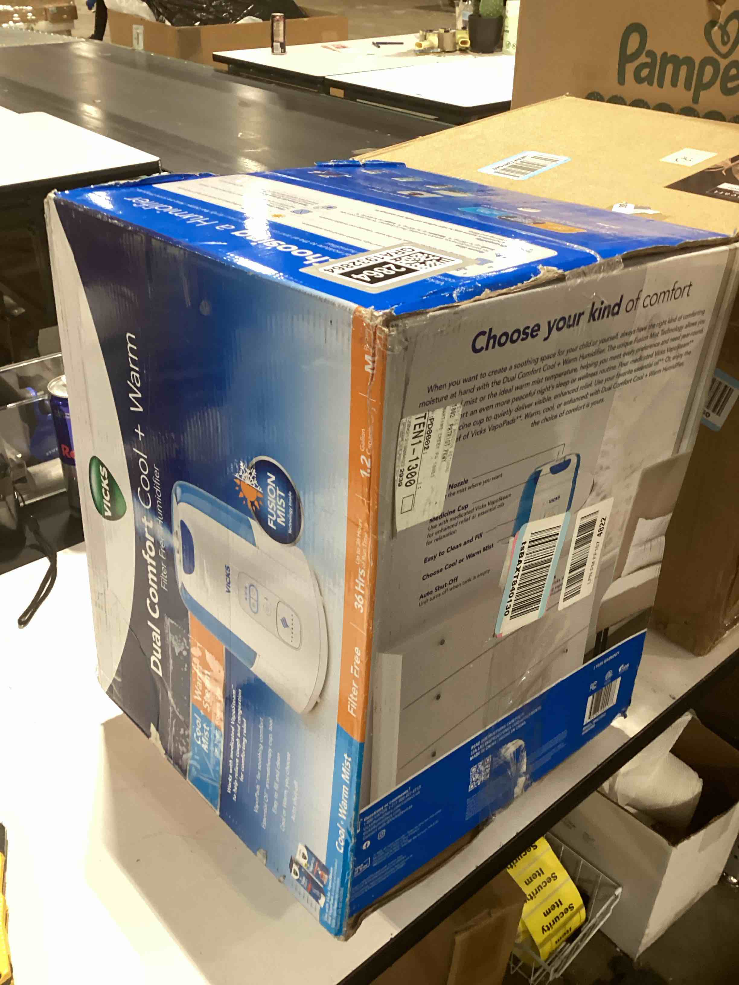 Condition photo showing As Is for Vicks Dual Comfort Cool + Warm Mist Humidifier for Bedrooms With Fusion Technology, Compatible with Vicks VapoPads and Vicks VapoSteam, White