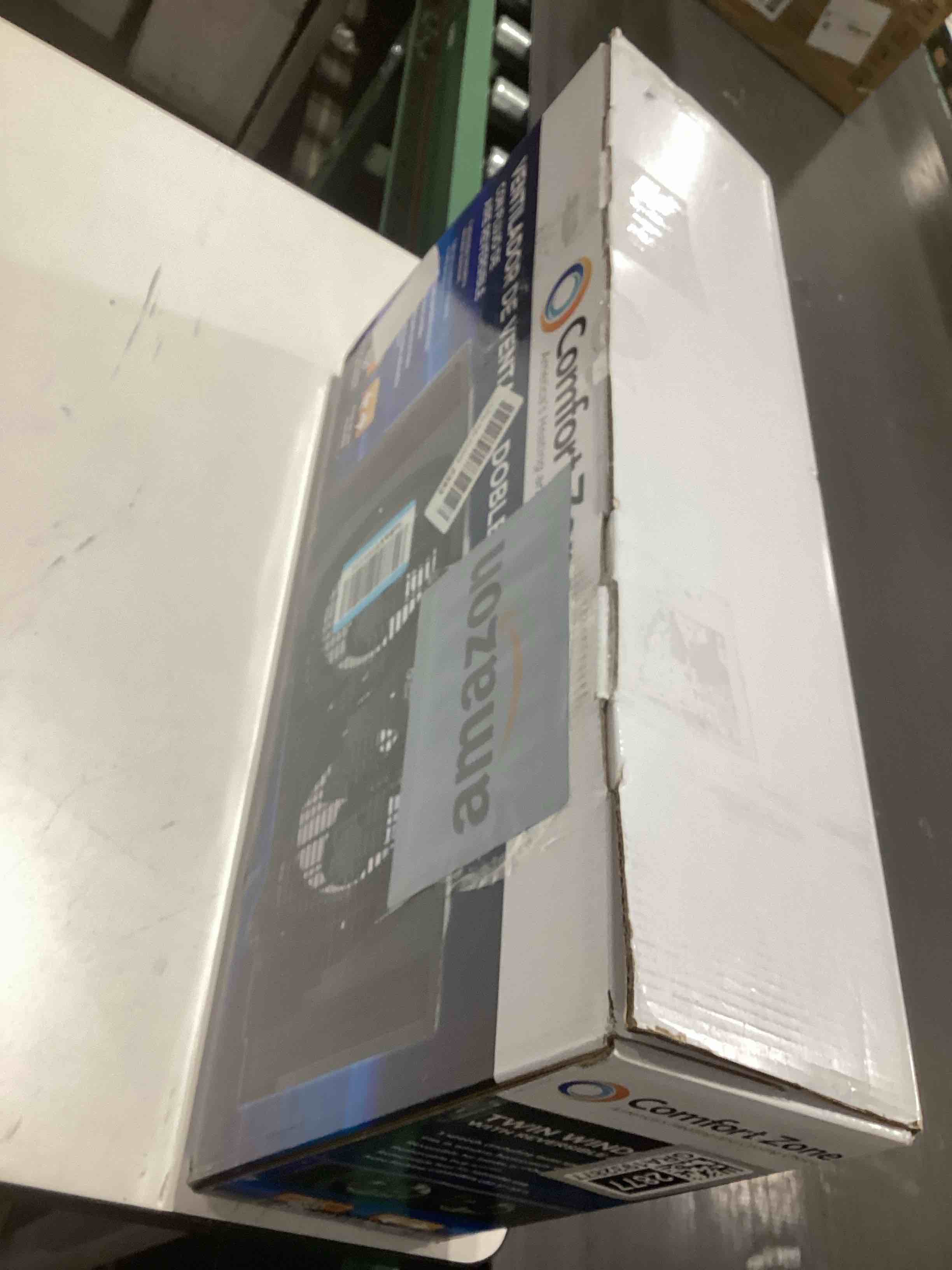 Condition photo showing As Is for Comfort Zone Window Fan for Bedroom, 9 inch 3 Speed Dual Fans with Auto-Locking Expanders, Window Exhaust Fan, Removeable Bug Screen, Black