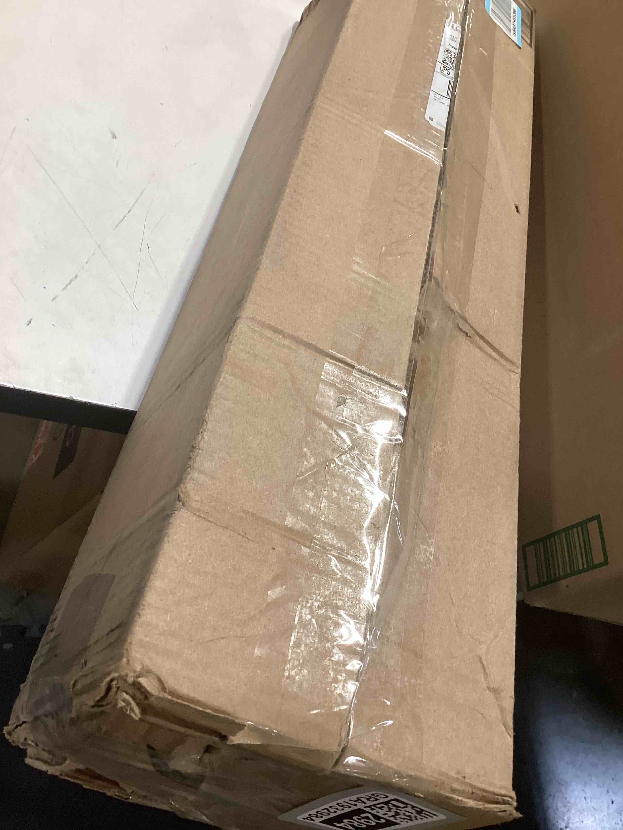 Condition photo showing Good Condition for ChrisDowa Cordless 100% Blackout Roller Shade, with Striped Jacquard, Thermal Insulated, UV Protection Fabric, Total Blackout Blinds for Window, French Doors, Home and Office. Beige, 26" W x 72" H 26"W x 72"H Beige