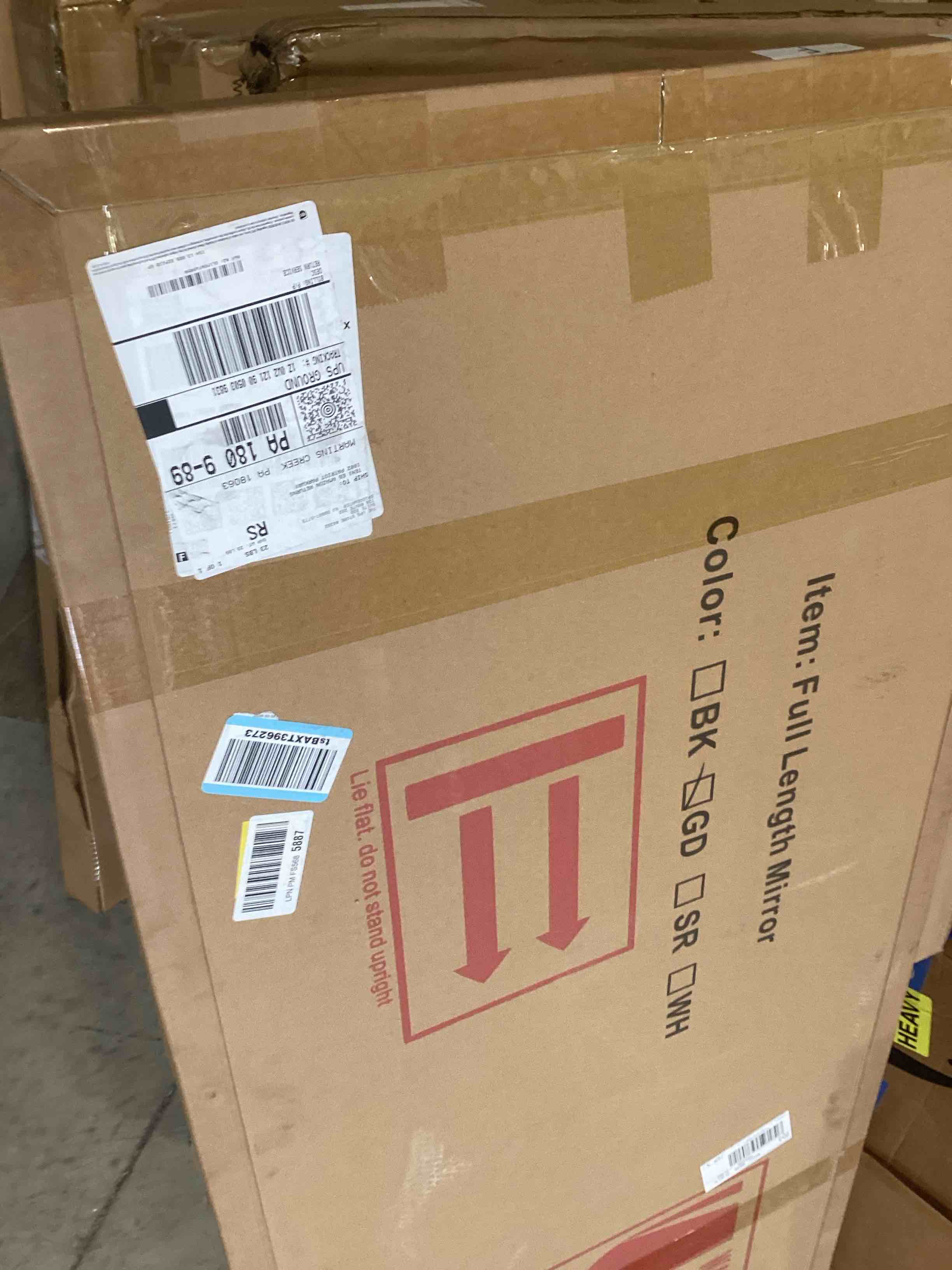 Condition photo showing Good Condition for Koonmi Full Length Mirror, 65"x24" Mirror Full Length with Stand, Gold Domed Top Square-Edged Floor Mirror with Aluminum Alloy Frame for Bedroom Living Room Gold 65"L x 24"W