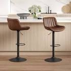 Swivel Upholstered Adjustable Height Bar Counter Stool with Metal Frame