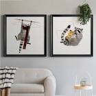 Rascally Raccoon I Rascally Raccoon I - 2 Piece Picture Frame Set Format: Gold Framed Canvas, Size: 26.5" H x 53" W x 1.5" D, Mat Color: No Mat