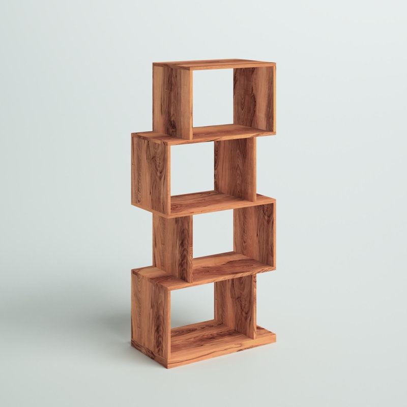 Essense 47.5" H x 21.5" W Solid Wood Geometric Bookcase