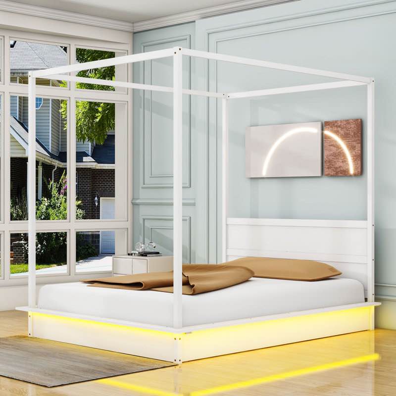 (INCOMPLETE BOX 1 of 2) Kaleema Canopy Platform Bed With He queen