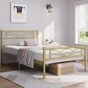(INCOMPLETE)) Andray Metal Platform Bed Mattress Foundation with Cloud-Inspired Design Headboard Size: Twin, Color: Gold