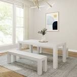 (INCOMPLETE)) Linzy 6-Person Pine Solid Wood Modern Dining Set Color: White Wirebrush