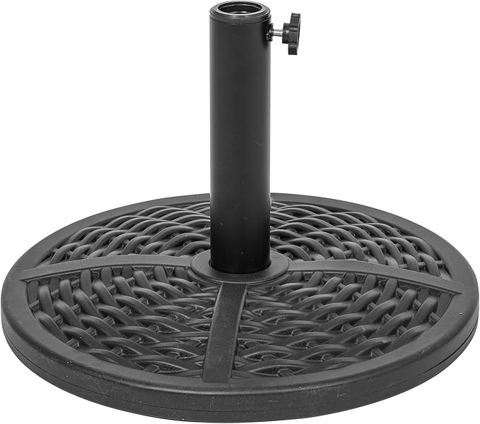 26.4 lbs patio umbrella base, outdoor heavy duty umbrella stand for garden, deck or lawn, black