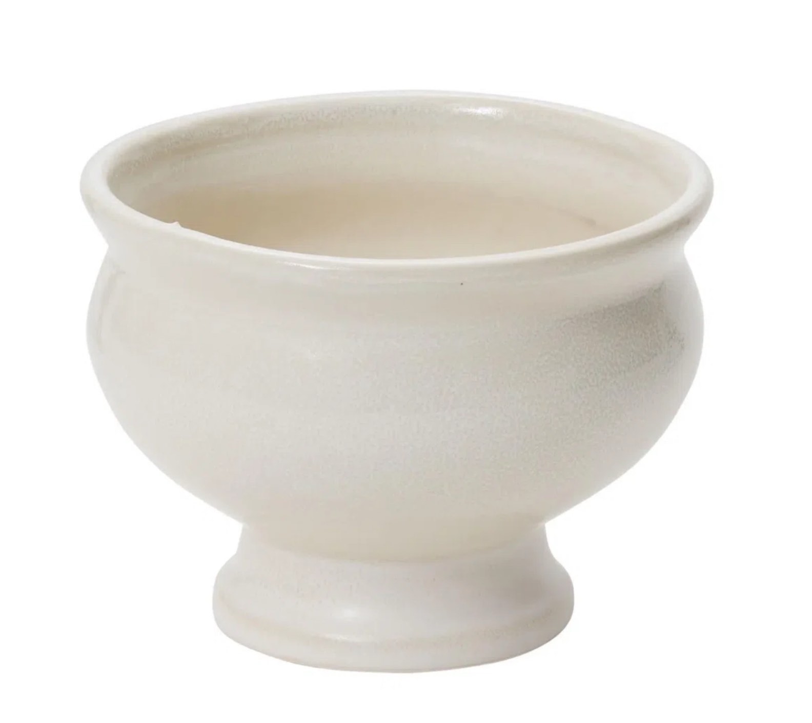 small round withe Ellis footed planter pot compete for plants