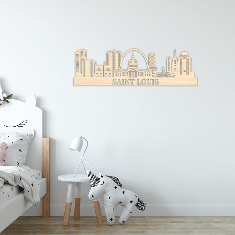 (Similar )Saint Louis City Skyline Hanging Wooden Wall Art Home Decor  12 x38