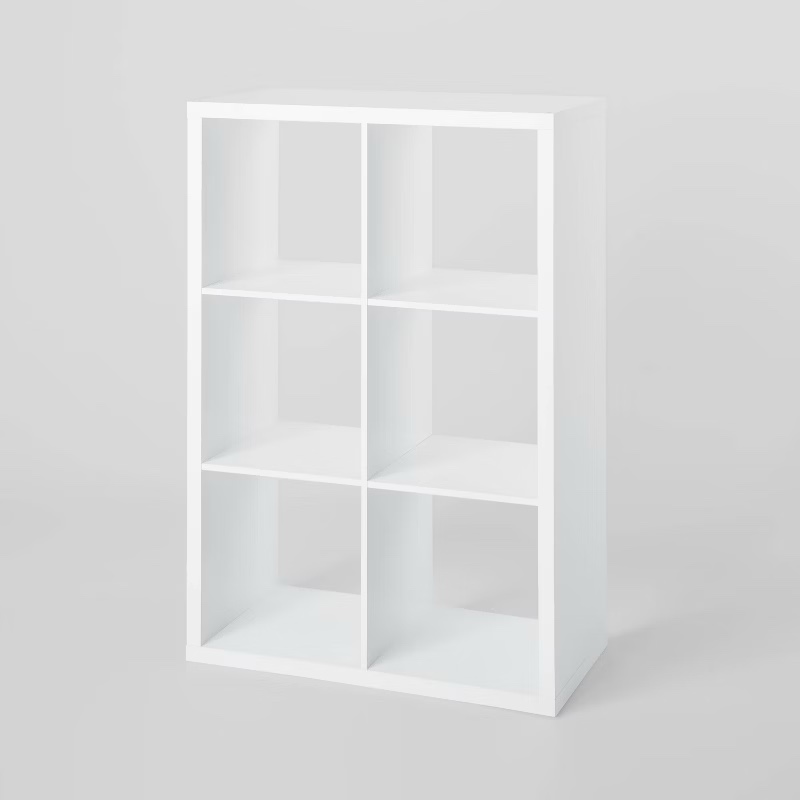 11" 6 Cube Organizer Shelf White - Room Essentials, Modern Bookcase, Stackable, Horizontal/Vertical Display