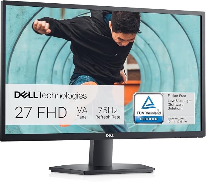 Dell SE2422HX Monitor - 24 inch FHD (1920 x 1080) 16:9 Ratio with Comfortview (TUV-Certified), 75Hz Refresh Rate, 16.7 Million Colors, Anti-Glare Screen with 3H Hardness - Black