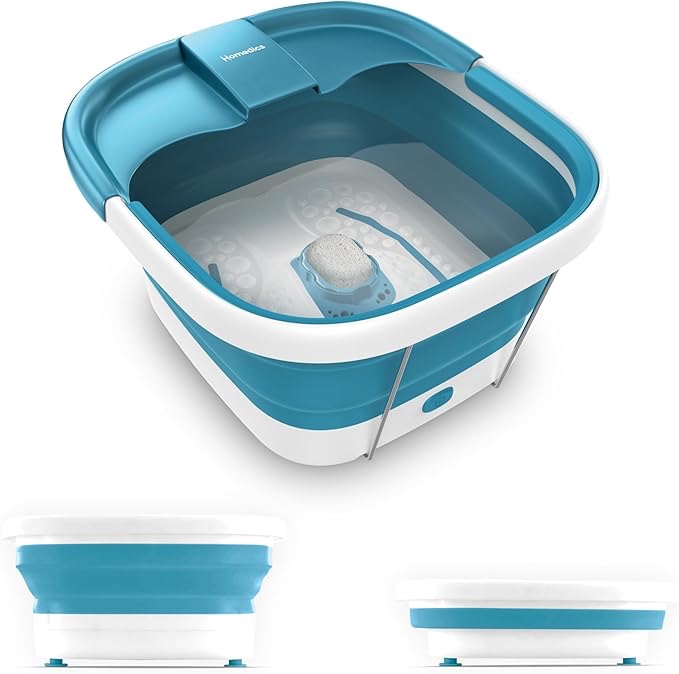 Homedics Smart Space Bubble Mate Collapsible Foot Spa, Heat-Maintaining, Bubble Massage with Pumice Stone and Splash Guard
