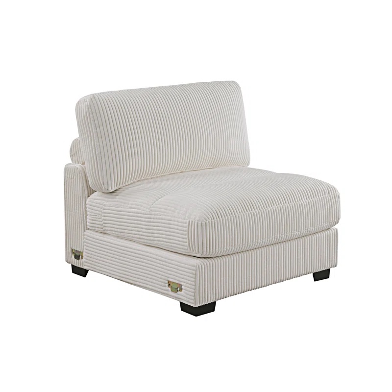 (Similar product,  Incomplete, only 1 boxLiving Room Furniture Armless Chair Beige Wide-Welt Corduroy 1Pc Armless Chair Soft Cushion Wood Legs