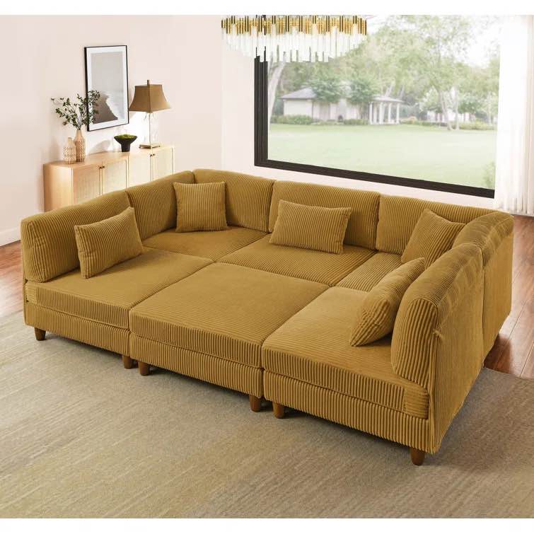 *incomplete,armless chair only* Calese 6 - Piece Corduroy Sectional