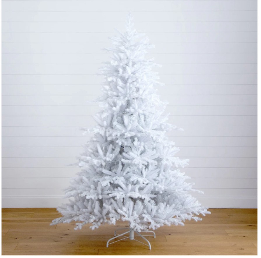 nearly natural 7' pre-lit artificial white california spruce christmas tree t4802