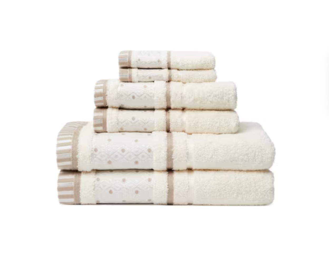 Balio 6-Piece 100% Turkish Cotton Bath Towel Set in Creme