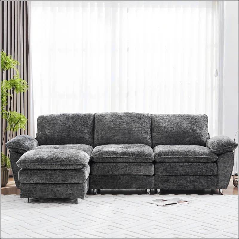 (incomplete armless chair only) Grey Modular sofa with ottoman 3HK7900DG-A