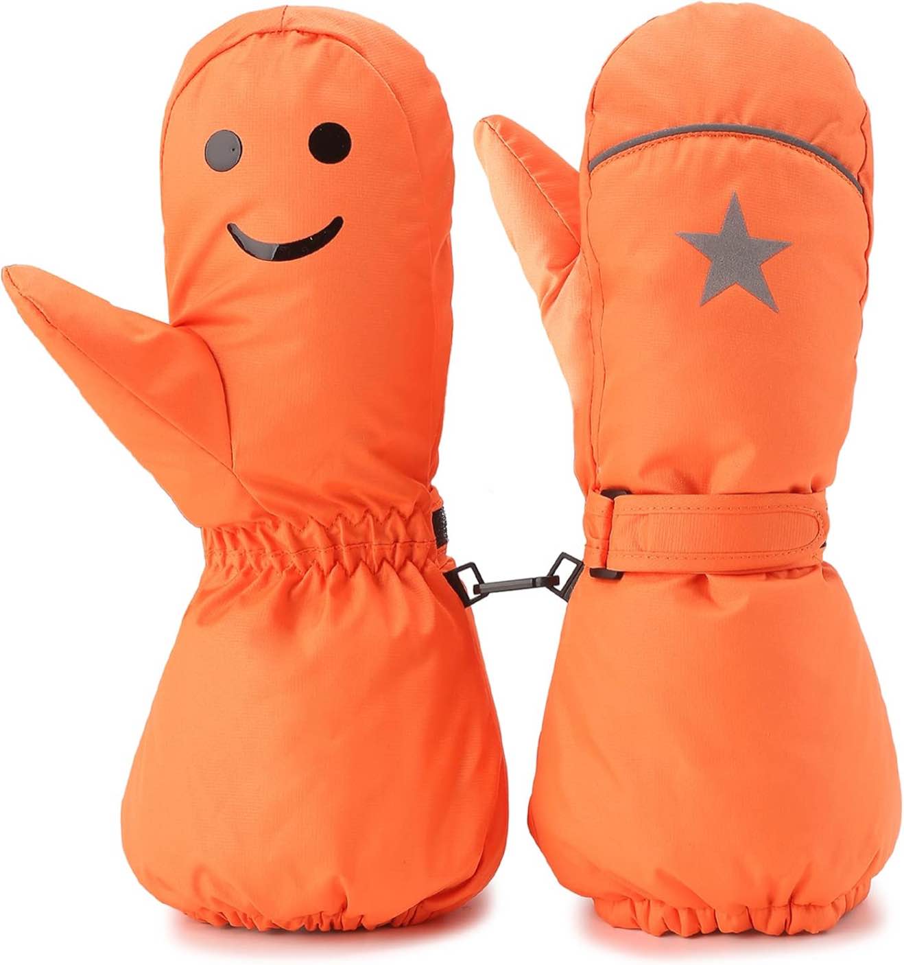 HIGHLOONG Kids Waterproof Ski Snowboard Gloves Mittens Thinsulate Lined Winter Cold Weather Gloves for Boys and Girls Orange Mittens 8/9