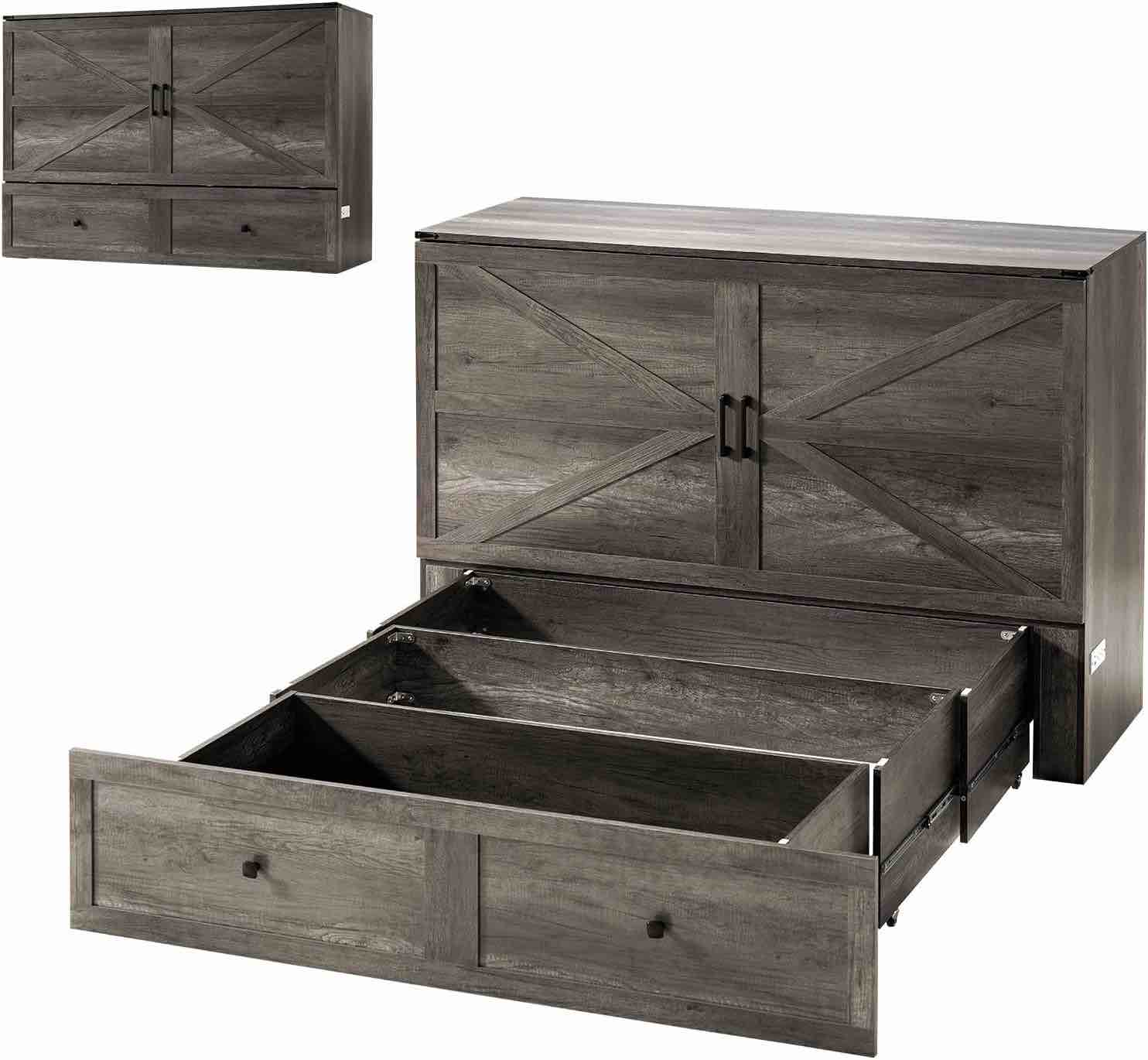 (incomplete box 1 only) Amerlife Full size Murphy bed rustic grey