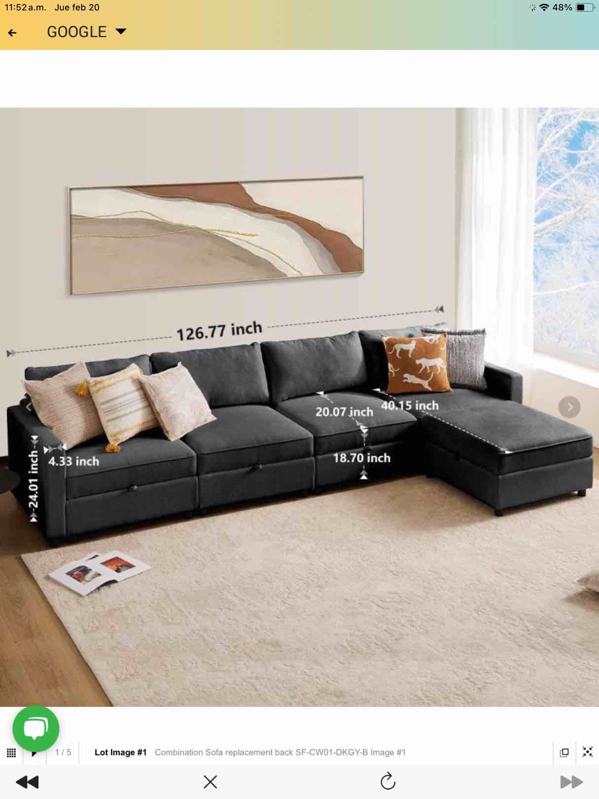 (Incomplete) Combination Sofa replacement back SF-CW01-DKGY-BL