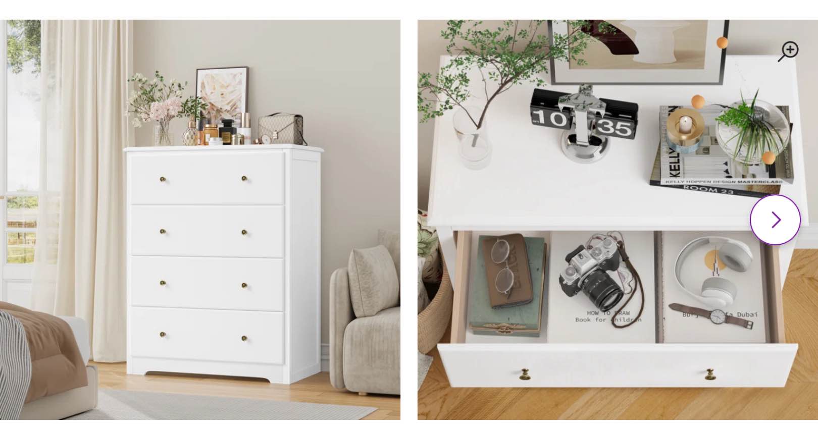 White Naewe 29" W Modern 4 Drawer Dresser, Drawer Chest, Wooden Storage Dresser