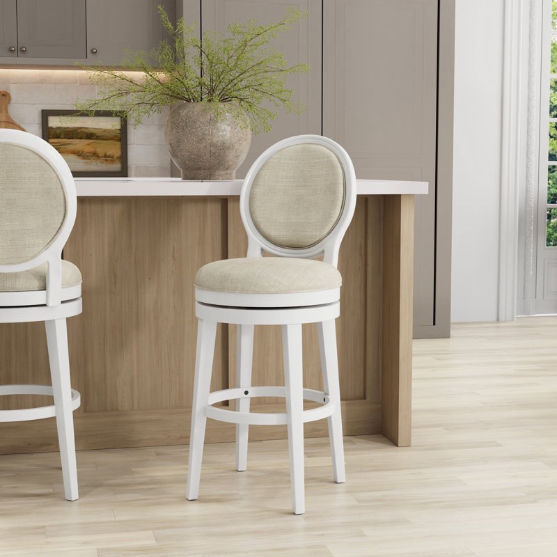 Andranae Swivel Upholstered Counter Stool with Solid Wood Frame