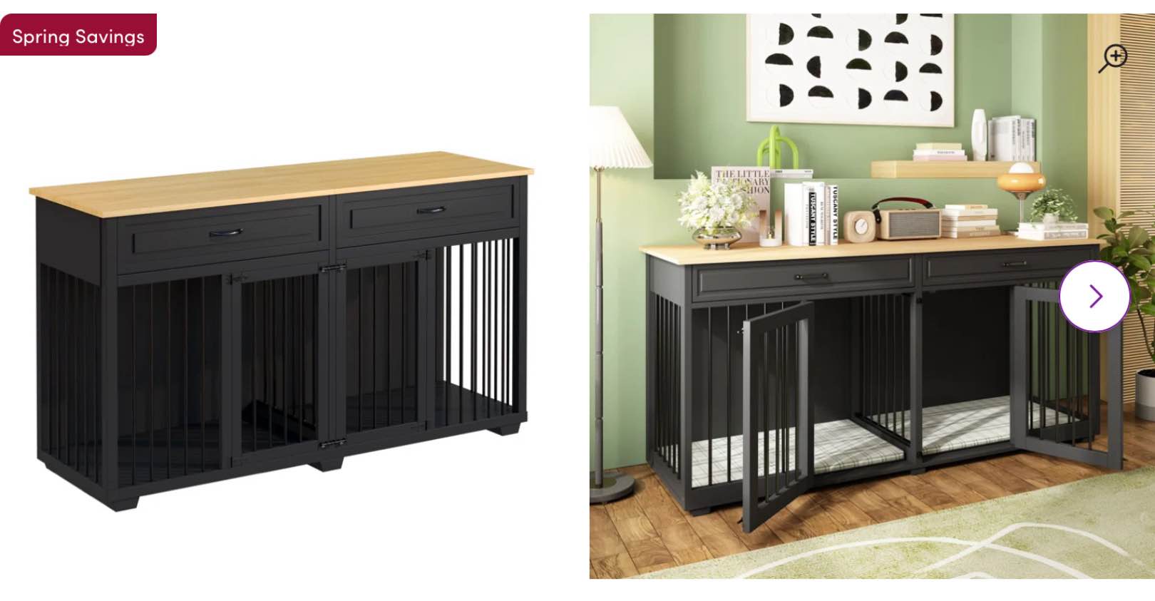 Burlywood/Black Dorilal Large Dog Crate Furniture With 2 Drawers And Divider