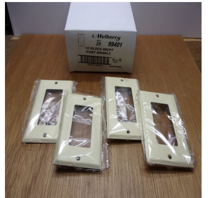 x 6 Mulberry Metal 1 Gang Ivory Wrinkle Receptacle GFCI Wall Plate USA