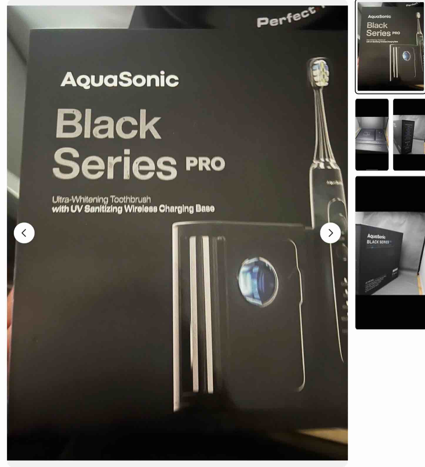 Aquasonic Black Series PRO – Ultra Whitening Toothbrush w UV Sanitizing Base – 5 