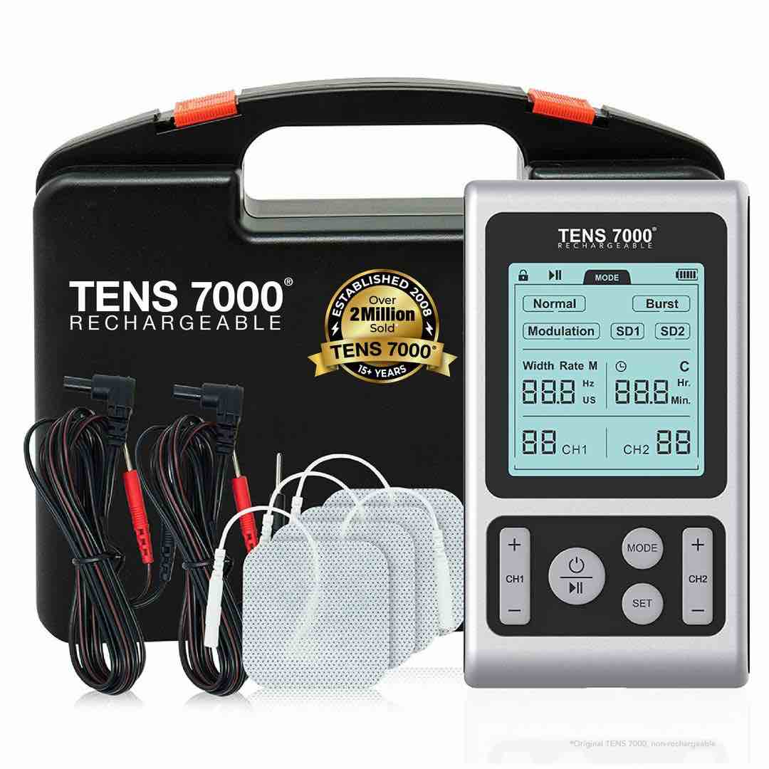 TENS 7000 Elite Rechargeable TENS Unit Muscle Stimulator and Pain Relief Machine
