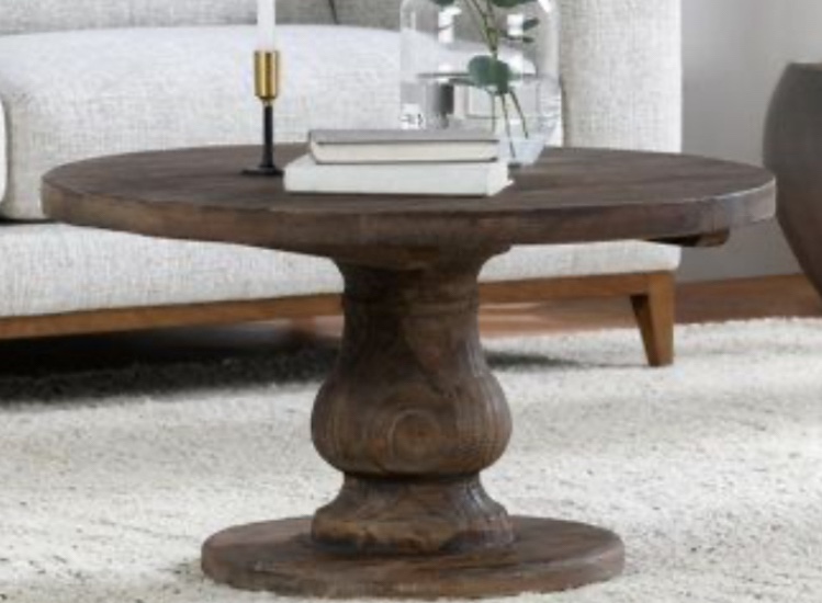Birch Lane™ Organza Pedestal Coffee Table Wood in Brown Green | 18 H x 34 W x 34 D in | Wayfair (incomplete 1 box only consisting of table top no base)
