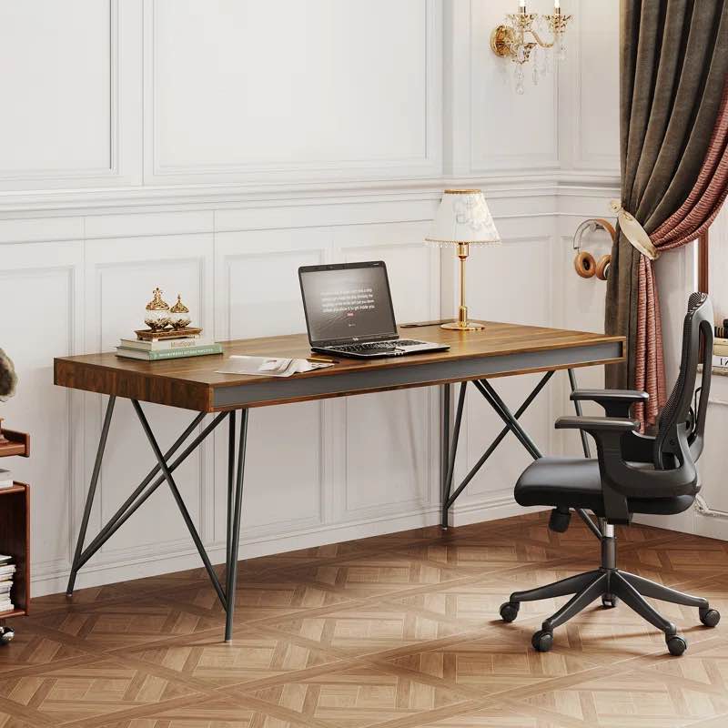 Thickened Rectangular Computer Desk with Power Outlet