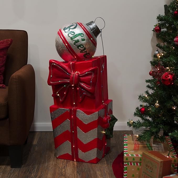 alpine corporation holiday décor gifts and believe ornament statue with color changing led lights