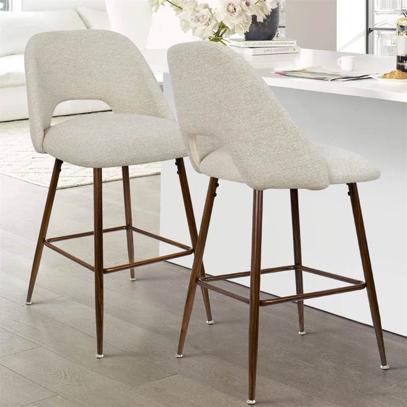 Berneta Upholstered Counter Stool with Metal Frame (Set of 2)