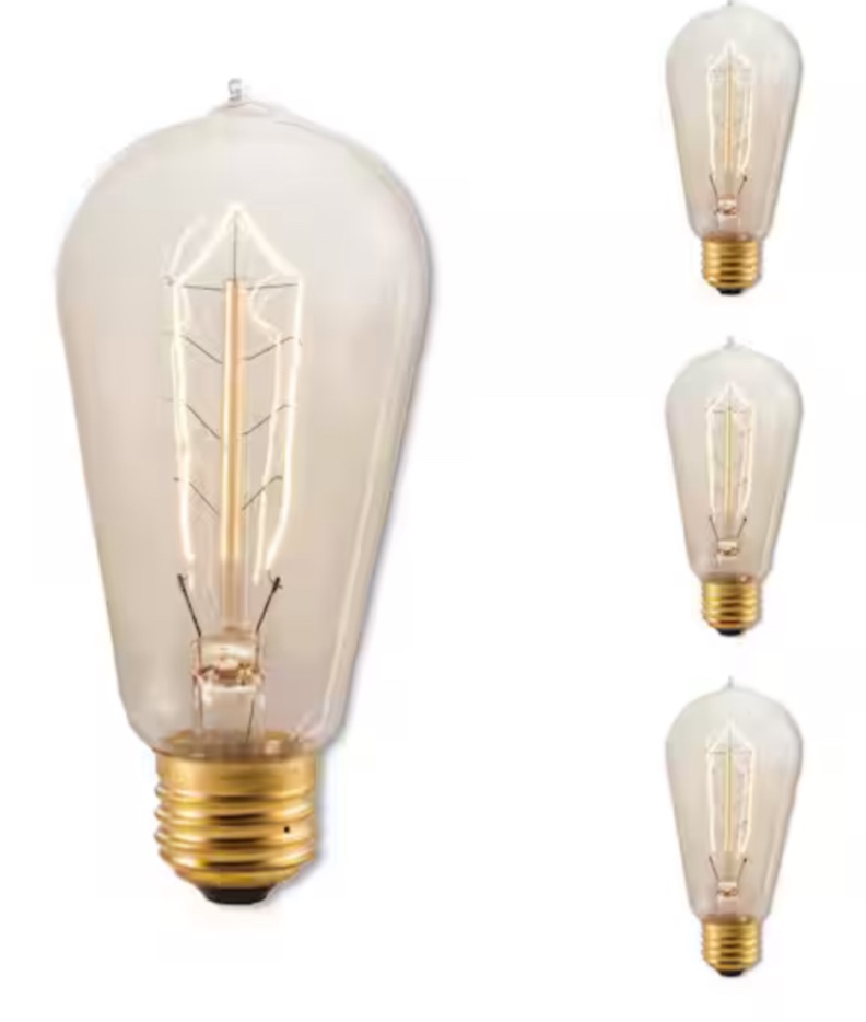 40 - Watt Equivalent ST18 Dimmable Medium Screw Decorative Incandescent Light Bulb Amber Light 2200K, 4 Pack