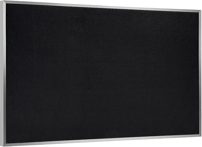 Ghent Bulletin Board, Vinyl, Aluminum Frame, 36.0" x 46.5", Solid Black Vinyl