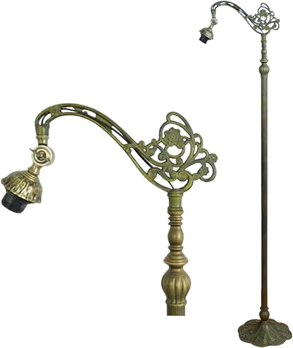Tiffany Floor Lamp Base Replacement, Only Arched Lamp Base, Gooseneck Adjustable Corner Standing Reading Light Base for 12 Inch Stained Glass Lampshade, Height 65 Inch Bronze Finished Base