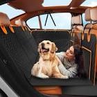 Back Seat Extender for Dogs,Anti-Grip Heavy Duty Leather Dog Car Seat Cover with Hard Bottom?2024 Upgraded Material Backseat Extender?Dog Hammock with Mesh Window for SUV/Cars/Truck…(black)