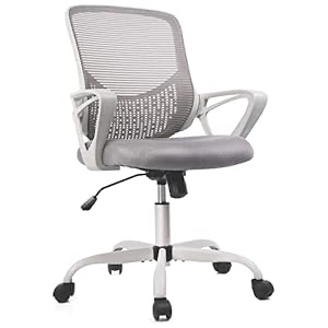 Smugdesk Ergonomic Mid Back Breathable Mesh Swivel Executive Desk Chair with Adjustable Height and Lumbar Support Armrest for Home or Office, Gray