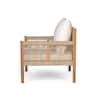 Echo Modern Patio Woven Rope and Solid Wood Outdoor Lounge Chair with Beige Cushions, Teak Finish