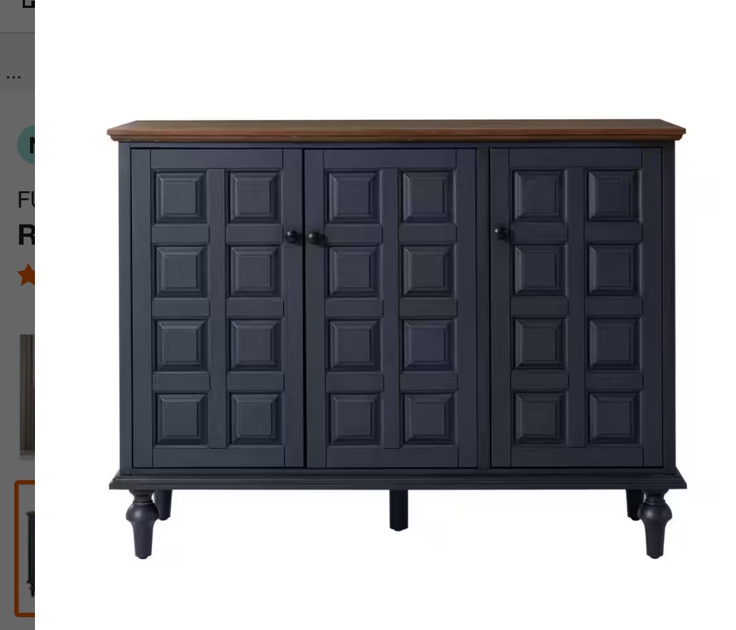 Retro Black 34.65 in. H Storage Cabinet with Plaid Pattern Front