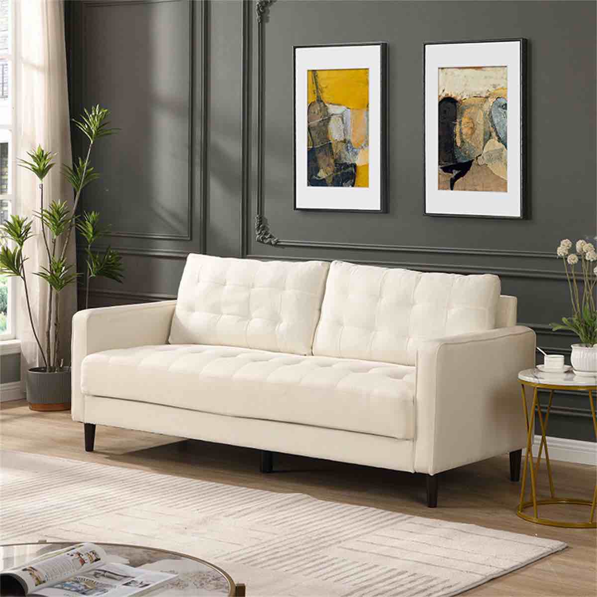 Comfortable Three-Seater Sofa with Sturdy Construction for Various Rooms