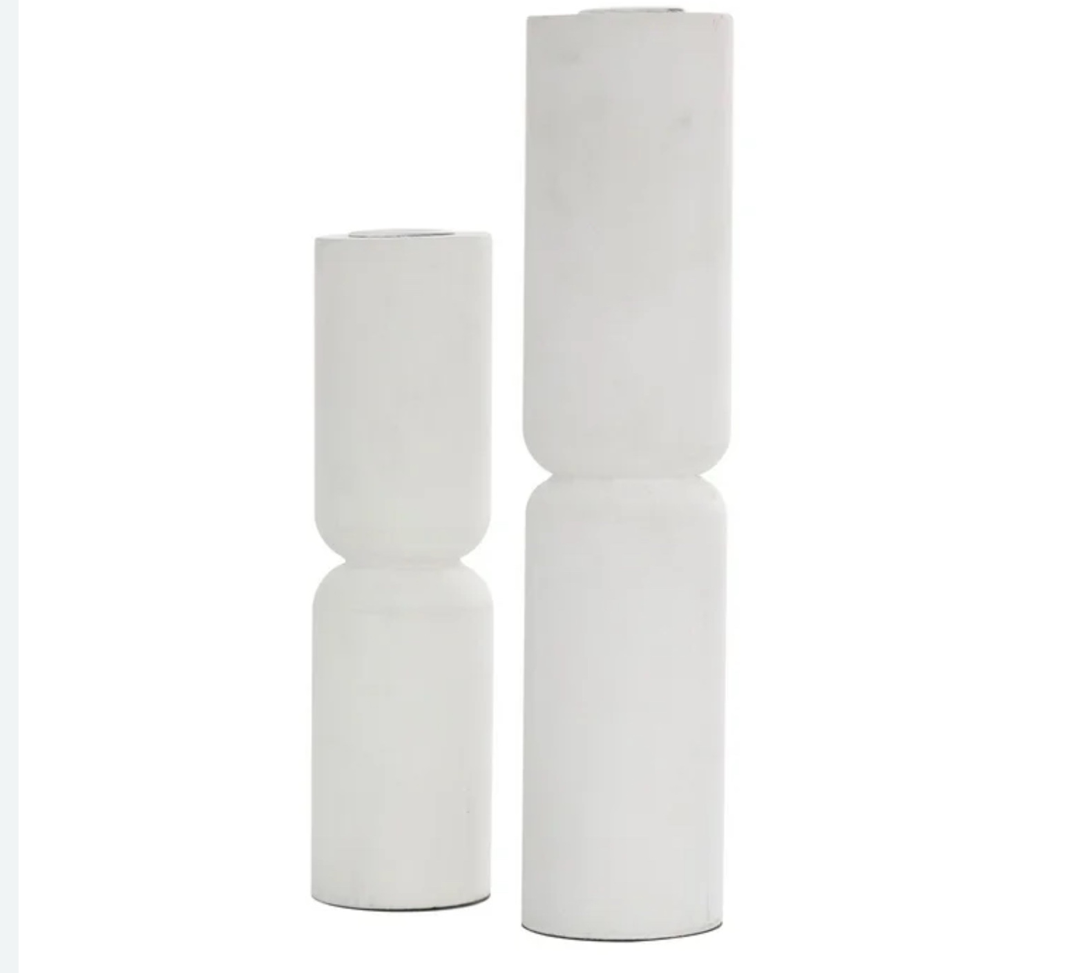 DeMode 2 Candle White Wood Minimalistic Tapered Candle Holder, Set of 2 -