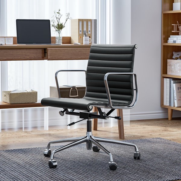 similar)))) Ashvina Mid-Back or High Back Genuine Leather Conference Chair with