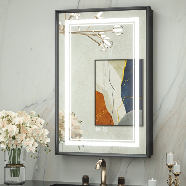 similar)))) Kassady Recessed & Surface Led Lighted Bathroom Medicine Cabinet Framed 3-Color