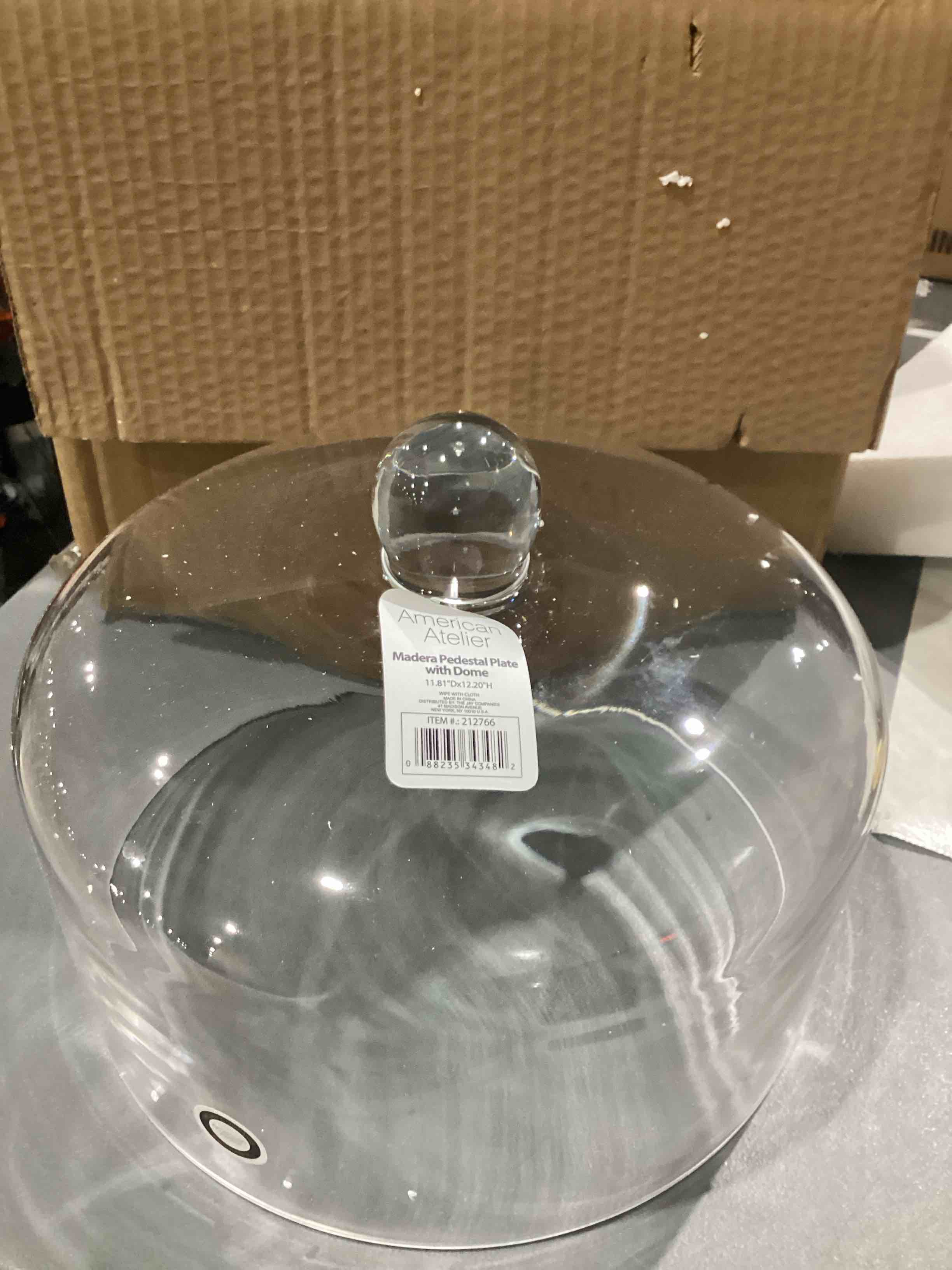 (incomplete) American Atelier Madera Pedestal Plate with Dome, Brown, 11.8x12.2"