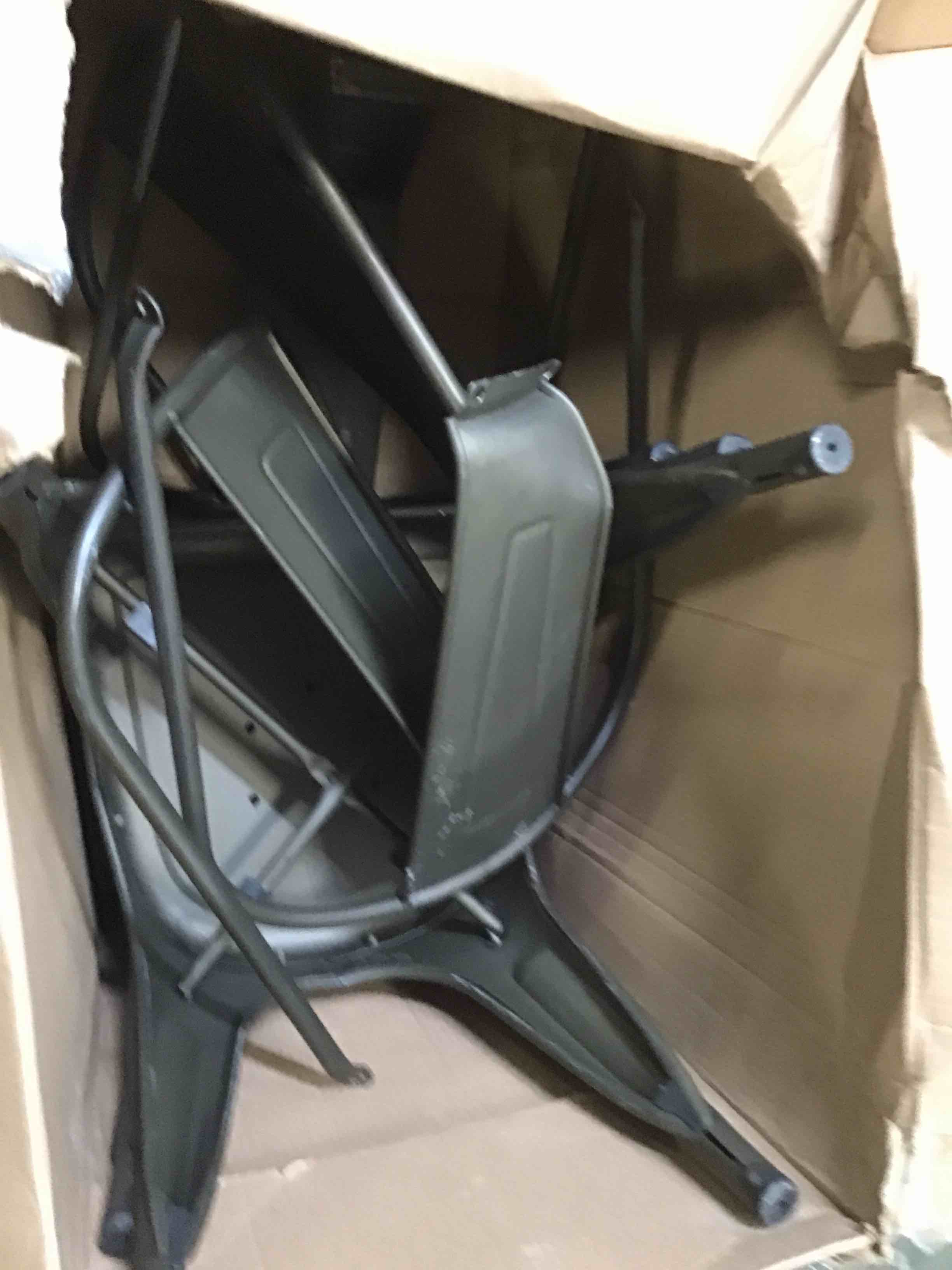 Condition photo showing As Is for Lilian Steel Slat Back Stacking Side Chair 2 pcs 