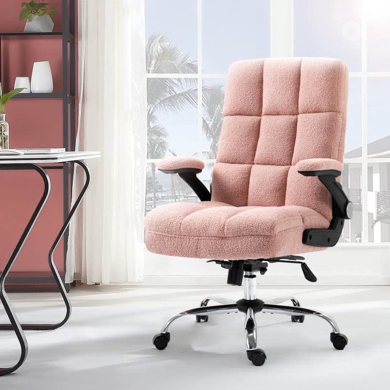 Ergonomic Office Chair Velvet and Teddy Fleece Fabric